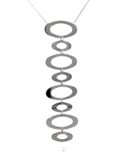 14K White Gold Open Oval Link Drop Necklace